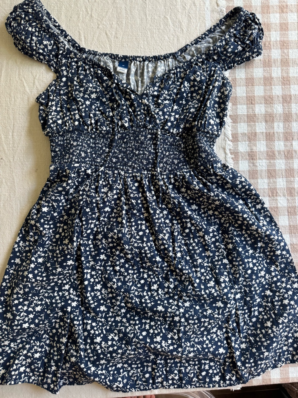 Old Navy Navy Floral Smocked Mini Dress